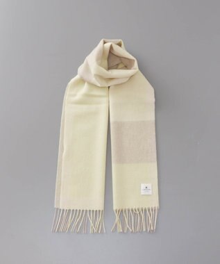 AURORA LANVIN en Bleu ランバン オン ブルー  ウール　チェック柄マフラー ペールイエロー