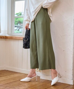 WEGO 【WEB限定/2025年秋冬新作/裾カットOK！自分サイズに調整可能/ウエストゴム/しわになりにくい/】カットプリーツパンツ カーキ