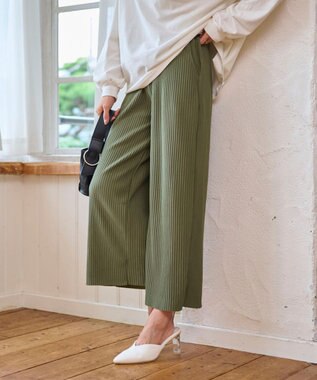 WEGO 【WEB限定/2025年秋冬新作/裾カットOK！自分サイズに調整可能/ウエストゴム/しわになりにくい/】カットプリーツパンツ カーキ