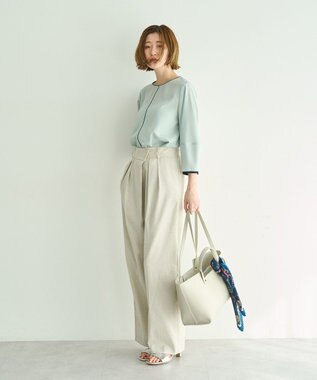 YECCA VECCA ビットプリントプリーツスカーフ Navy