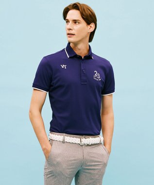 23区GOLF 【MEN】ハニカム鹿子 半そでポロシャツ パープル系