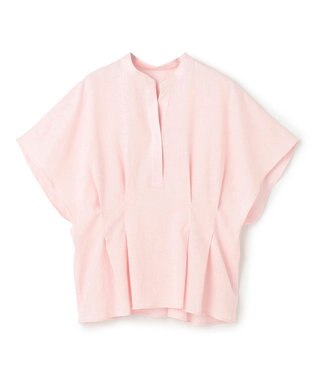 UNFILO リネンレーヨン タックブラウス ピンク