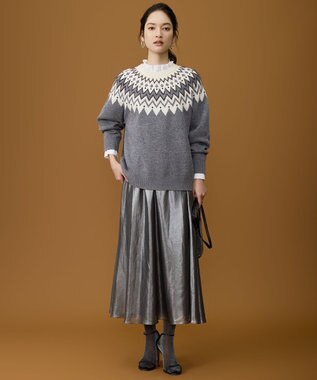 自由区 L 【カタログ掲載】シャイニーギャザー スカート ブラック