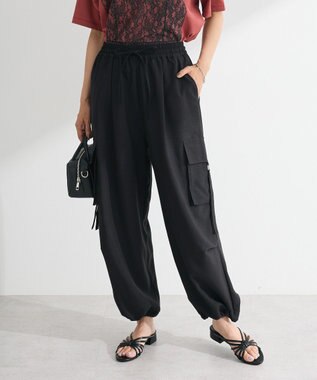 Green Parks 麻調ミリタリーカーゴパンツ Black