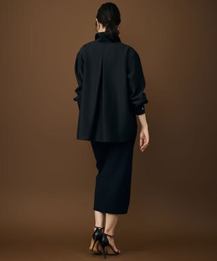 自由区 【カタログ掲載・羽織りとしても】シャイニーオーガンジーシアー シャツ ブラック