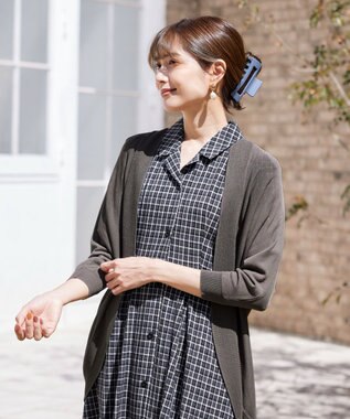 Tiaclasse 【洗える】開襟シャツワンピース ブラックチェック