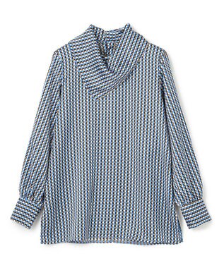 BEIGE， MABILLON / スカーフブラウス Sax x Brown