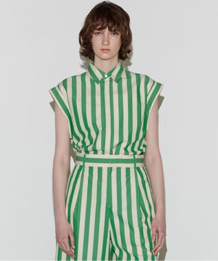 NAVE 【Nave 　洗える】ワイドストライプ ブラウス ライトグリーン系1