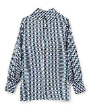 BEIGE， MABILLON / スカーフブラウス Sax x Brown