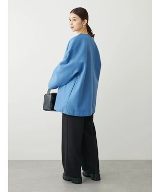 Green Parks 洗えるノーカラーショートコート Blue