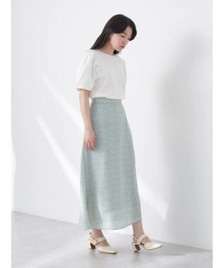 earth music&ecology フラワープリントフレアスカート Mint