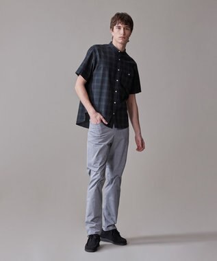 J.PRESS MEN 真夏を乗り切る爽快感と機能性【吸水速乾 / 接触冷感 / 高通気性 / ウォッシャブル】サッカーチェック シャツ / バンドカラー ネイビー系3