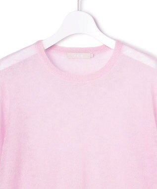 ICB L 【洗える】 シルキーシアーモヘヤ ニットプルオーバー シェルピンク系