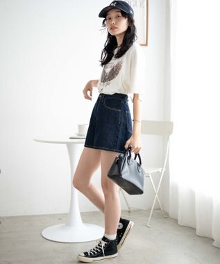 WEGO デニム台形ショートパンツ デニム濃色