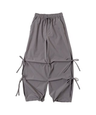 WEGO 【ウエストゴム】サイドリボンパラシュートパンツ グレー