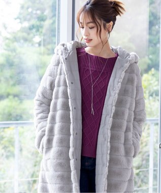 Tiaclasse 【洗える】ケーブル編みドルマンニットトップス パープル