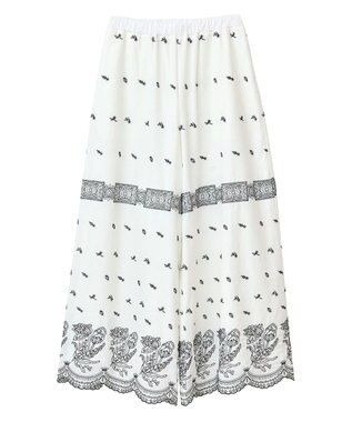 Green Parks ■ＥＳＣＡＲ　バイカラー刺繍ワイドイージーパン Off White