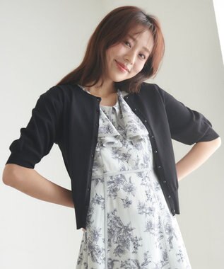 Feroux 【接触冷感・UVカット】ハーフスリーブ カーディガン ブラック系