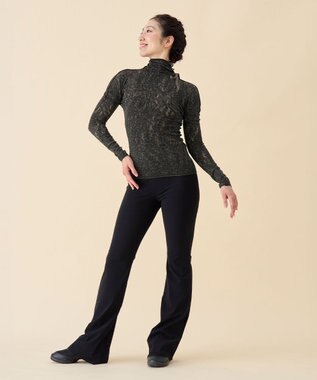 Chacott 【ノーソーイングニット】サイドリボンハイネックニットトップ ブラック