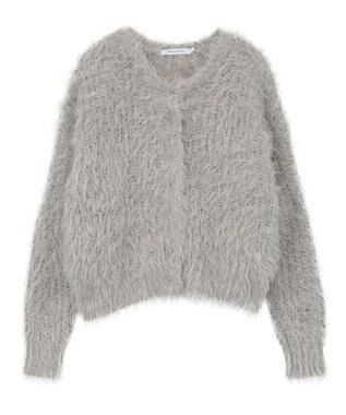 AMERICAN HOLIC シャギーニットクルーネックカーディガン Gray Beige