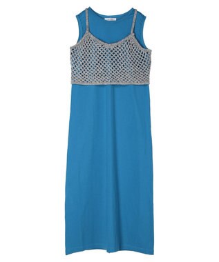 Green Parks ニットビスチェ付きカットソーワンピース Blue