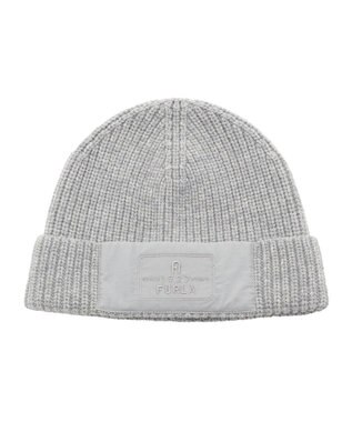 MOONBAT FURLA(フルラ) タフタ刺繍入りニット帽 グレー
