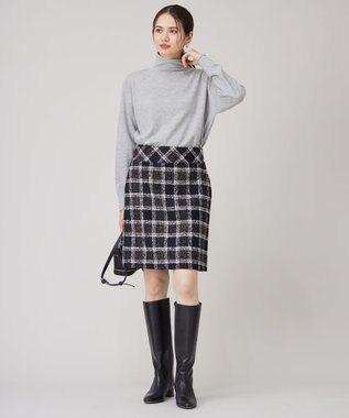 自由区 L BALLIループミルドチェック スカート ブラック×モカ