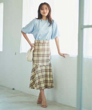 Feroux 【UVケア】バックリボンボリュームスリーブ Tシャツ スカイブルー系