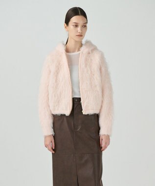 GRACE CONTINENTAL 起毛ニットパーカー ピンク