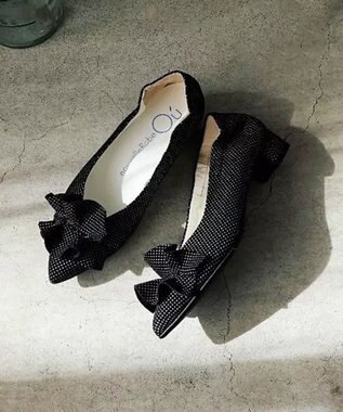 nouvelleRobe Oū 新色追加【本革・高反発】Ruffles ポインテッドトゥ ヒールパンプス ブラックドット