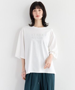 YECCA VECCA 【UVカット】ワイドスリーブ箔プリントTee Off White
