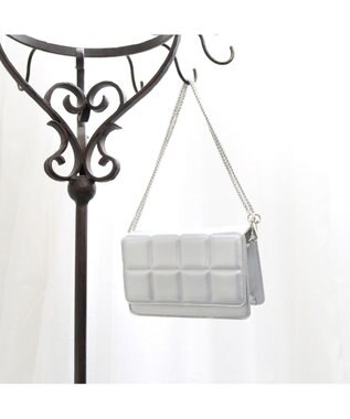 UNBILLION カシュカシュ cachecache / ブロック型押し2wayチェーンショルダー シルバー