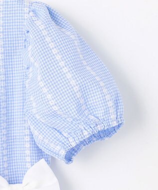 ANY KIDS 【洗濯機可能】サッカー ストライプワンピース サックスブルー