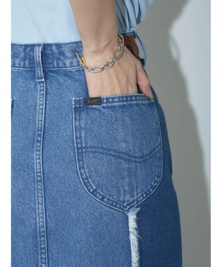 earth music&ecology Ｌｅｅ×ｅ．ｍ．ａ．ｅ　切替デニムスカート Indigo