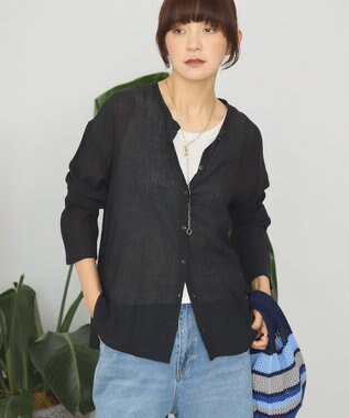 AMERICAN HOLIC 楊柳シアーブラウス Black