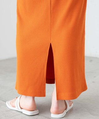 WEGO カラーリブイージーロングスカート オレンジ