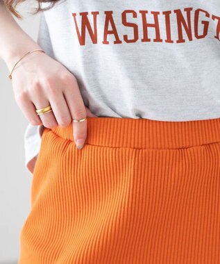 WEGO カラーリブイージーロングスカート オレンジ