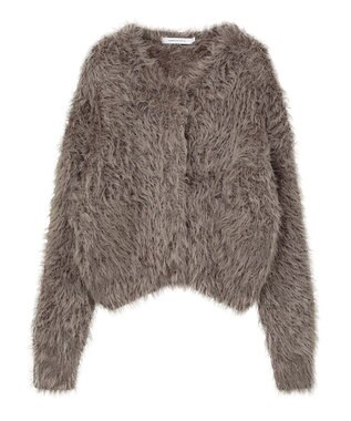 AMERICAN HOLIC シャギーニットクルーネックカーディガン Mocha