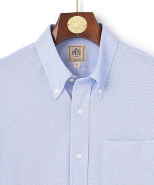 J.PRESS MEN 【吸水速乾 / 抗菌防臭 / 遮熱 / 防シワ】【J.PRESS OXFORD JERSEY】カノコインレイ半袖 シャツ / B.D. サックスブルー系