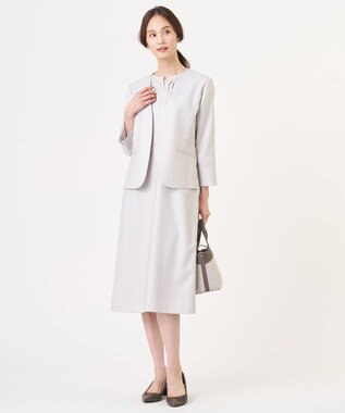 J.PRESS LADIES S 【定番人気・セットアップ対応】OXIJEWEL ストレッチ ワンピース ライトグレー系