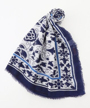 JOSEPH ABBOUD 【CAMERUCCI ARCHIVIO】ボタニカルモチーフ ストール ネイビー系6