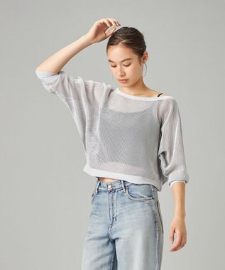 Chacott 【ノーソーイングニット】7分袖メッシュニットTシャツ
