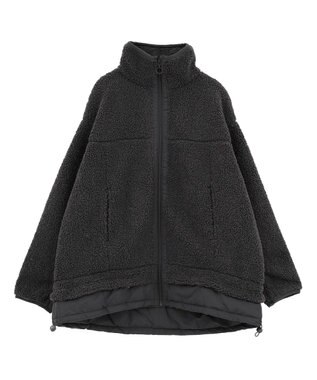 Green Parks 異素材コンビスタンドボアブルゾン Charcoal Gray