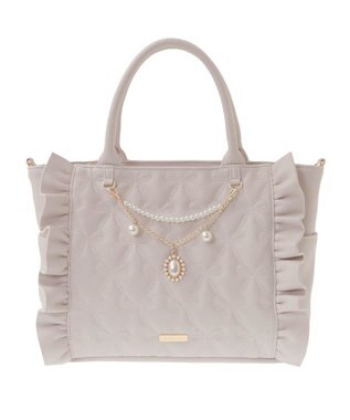 Maison de FLEUR チャーム付きリボンキルティング2Wayトート Light Pink