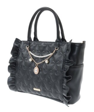 Maison de FLEUR チャーム付きリボンキルティング2Wayトート Black