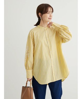 Green Parks 袖刺繍シャツチュニック Yellow