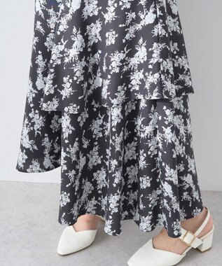 earth music&ecology フラワーアシメティアードスカート Black