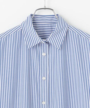 #Newans 【洗濯機可】ロールアップカフスシャツ ブルーストライプ