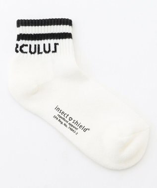 PW CIRCULUS 【虫よけ加工】【WOMEN】ラインソックス ショート丈  ゴルフウェア レディース ホワイト系