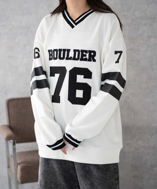 WEGO ナンバリングライン切り替えスウェット ホワイト